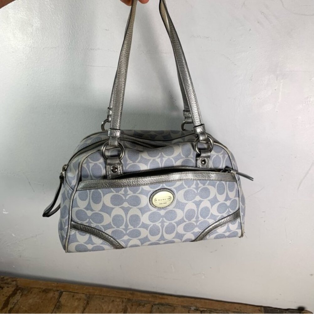 Coach Silver and Gray Signature Bag